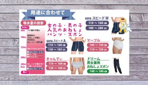 小学生でもはける、おねしょパンツ専門店のsoraスピードW150の紹介。